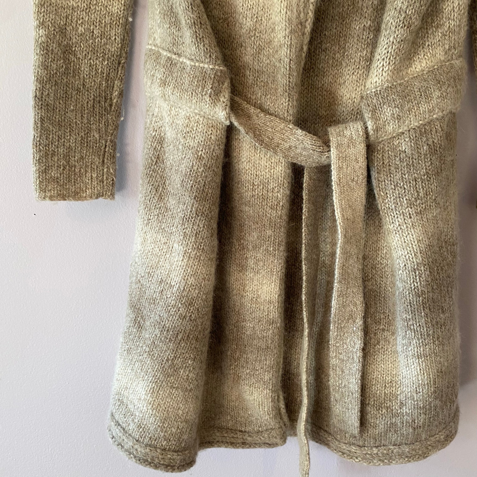 James Perse Tan Gray Duster Cardigan Lounge Alpaca Wool Blend Minimalist 3/Large — image 4 of 8